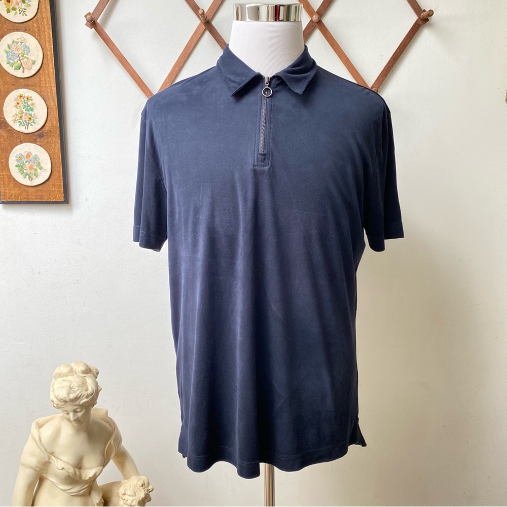 Zara Man Velour Zip Polo Shirt
